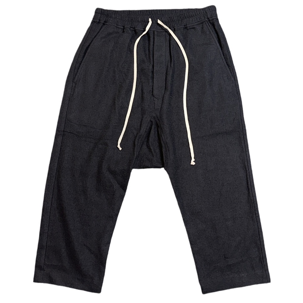 RICK OWENS FW20 performa black drop croch wool trousers, 42US.